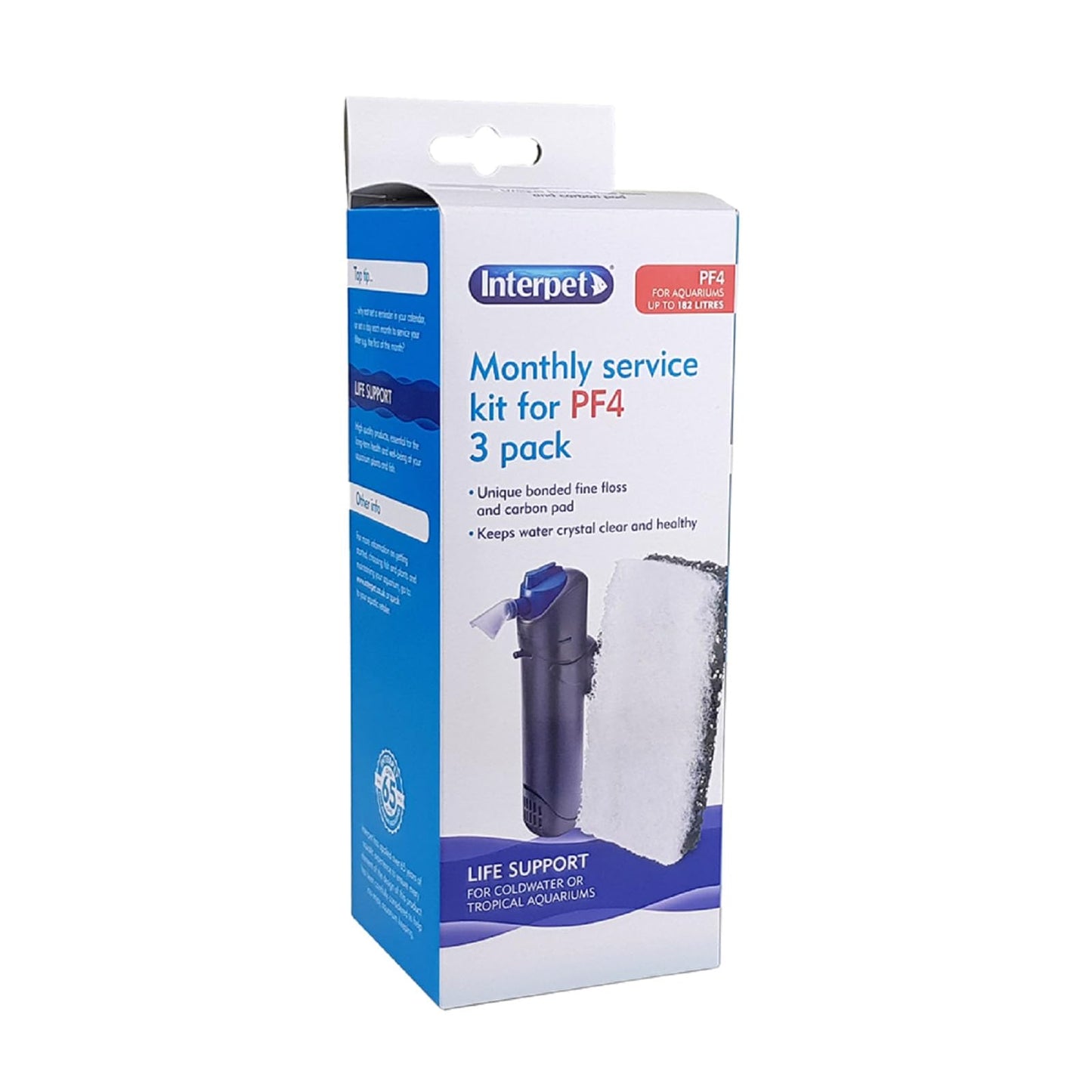 Interpet Monthly Service Kit for Interpet PF Mini Aquarium Power Filter, floss and carbon bonded replacement foams (Pack of 3),Small