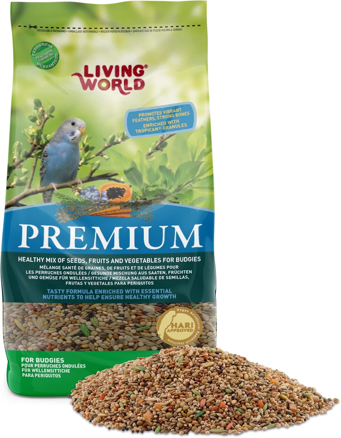 Living World Premium Mix For Budgies, 908 g (2 lb)