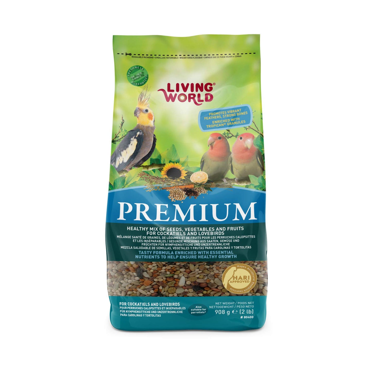 Living World Premium Mix For Budgies, 908 g (2 lb)