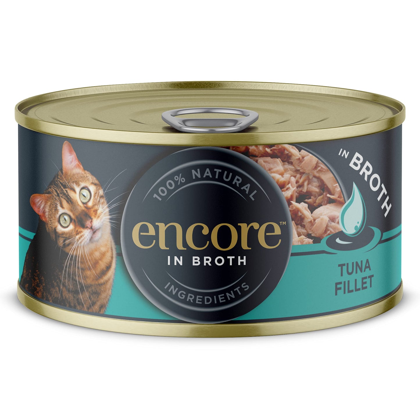 Encore 100% Natural Wet Cat Food Pouch, Tuna Fillet with Whitebait/Anchovy in Broth 70g Pouch (16 x 70g Pouches) (Packaging May Vary)