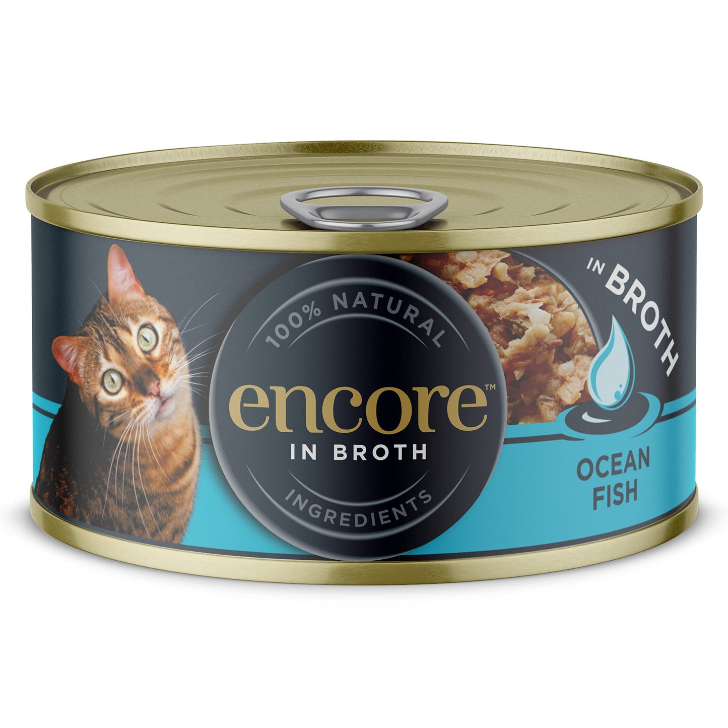 Encore 100% Natural Wet Cat Food Pouch, Tuna Fillet with Whitebait/Anchovy in Broth 70g Pouch (16 x 70g Pouches) (Packaging May Vary)