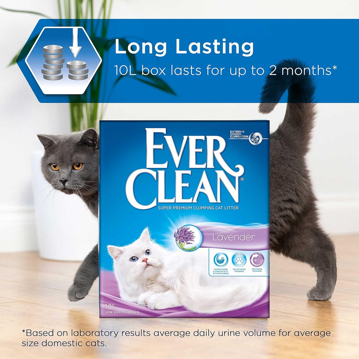 Ever Clean Clumping Cat Litter, Lavender Scented for Long-lasting freshness, Maximum Odour Elimination, 10L