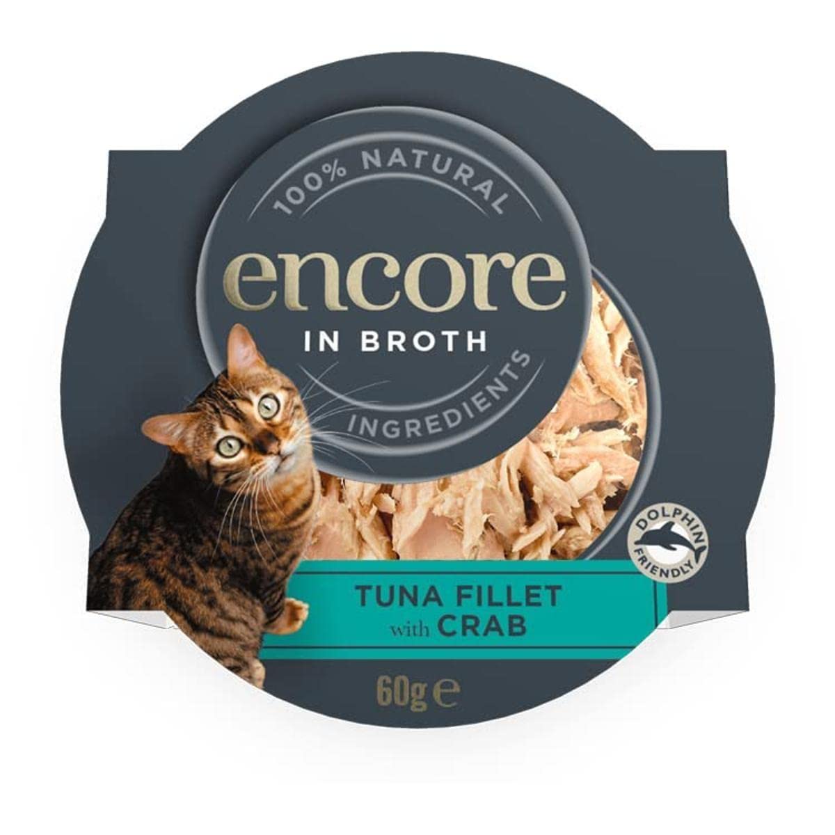 Encore 100% Natural Wet Cat Food Pouch, Tuna Fillet with Whitebait/Anchovy in Broth 70g Pouch (16 x 70g Pouches) (Packaging May Vary)