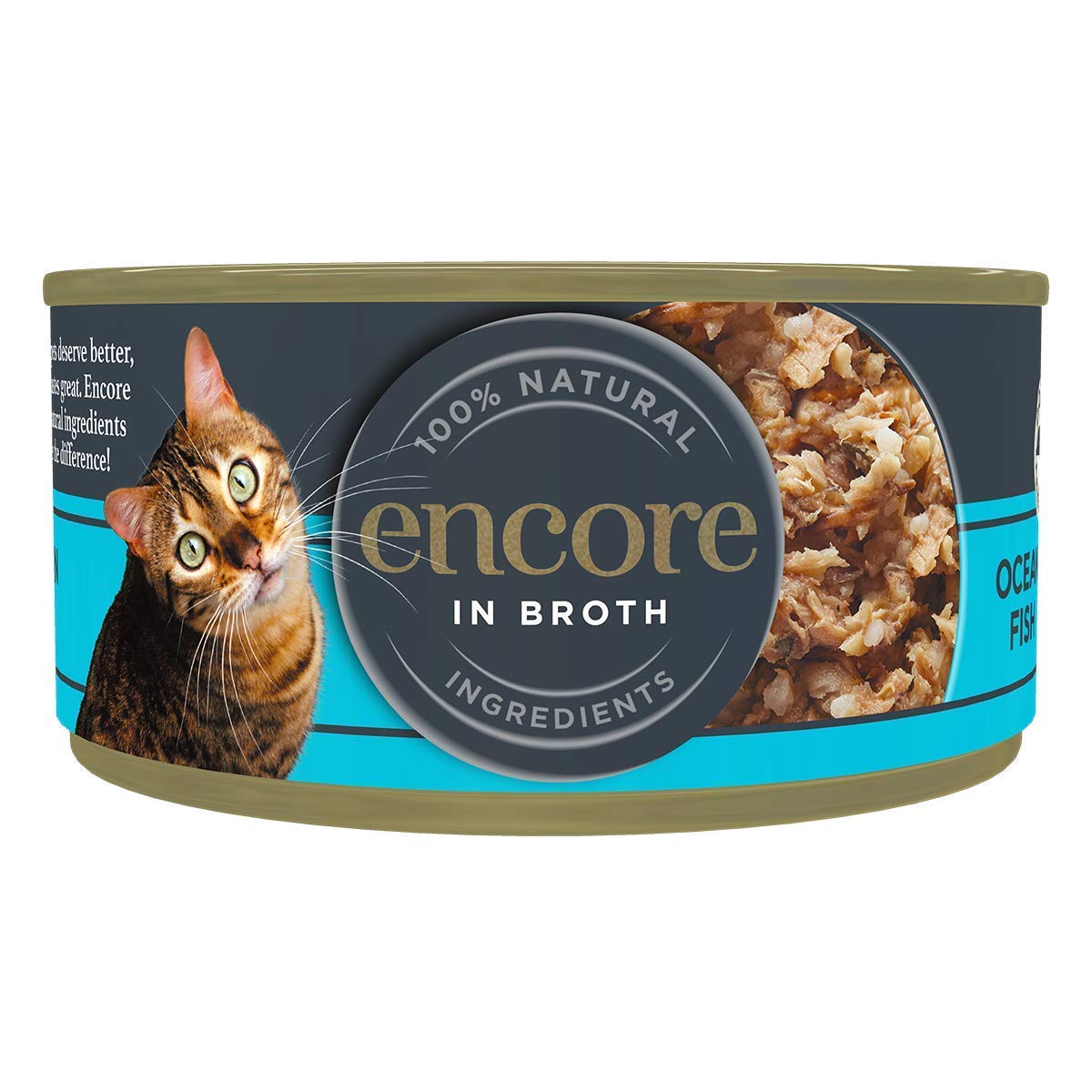 Encore 100% Natural Wet Cat Food Pouch, Tuna Fillet with Whitebait/Anchovy in Broth 70g Pouch (16 x 70g Pouches) (Packaging May Vary)