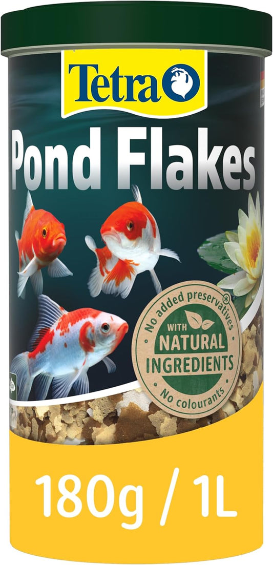 Tetra Pond Flakes, Complete Fish Food for Small and Young Pond Fish, 1 Litre