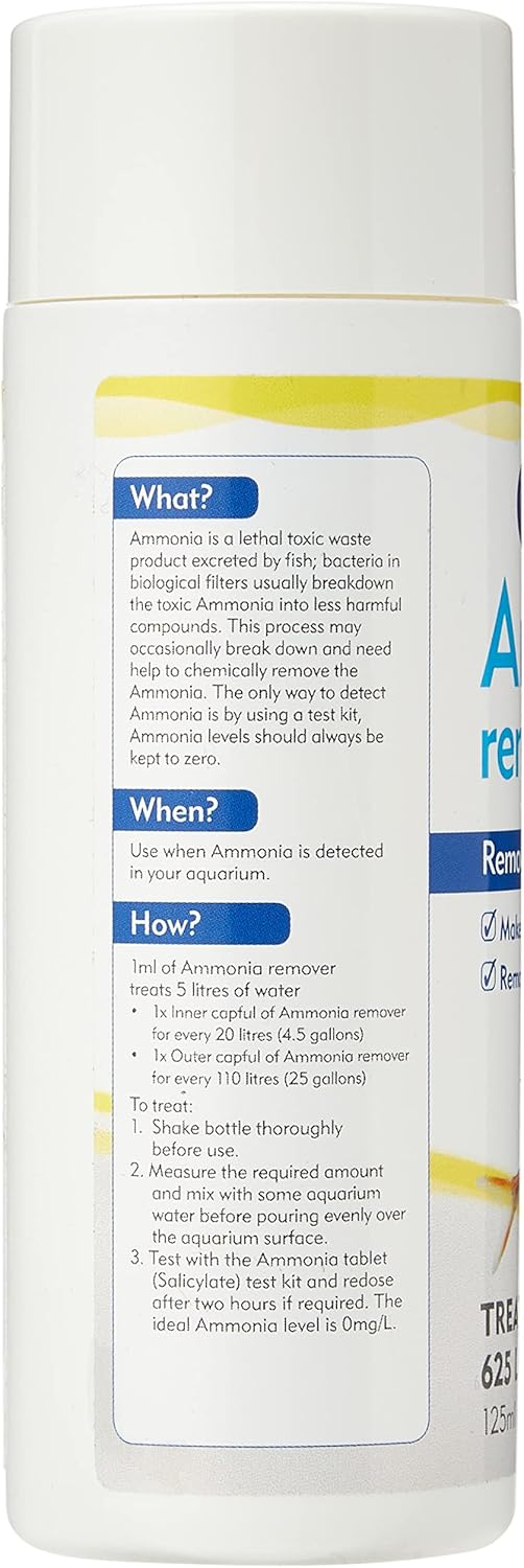 Interpet Aquarium Fish Tank Ammonia Remover, Removes Chloramine, 125 ml, Treats 625 Litre of Aquarium Water
