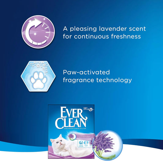 Ever Clean Clumping Cat Litter, Lavender Scented for Long-lasting freshness, Maximum Odour Elimination, 10L
