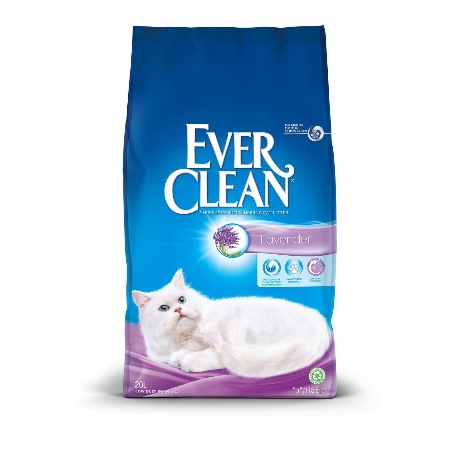Ever Clean Clumping Cat Litter, Lavender Scented for Long-lasting freshness, Maximum Odour Elimination, 10L