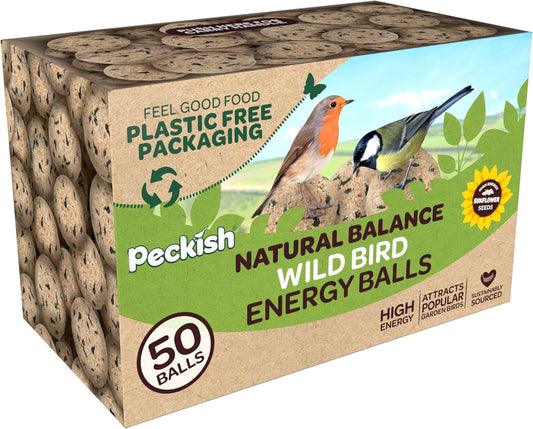 Peckish Natural Balance High Energy Fat Balls for Wild Birds - 50 fat ball Box, Brown