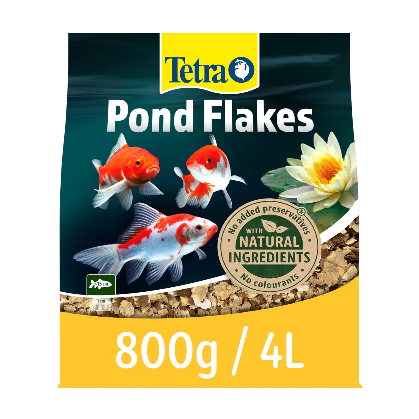 Tetra Pond Flakes, Complete Fish Food for Small and Young Pond Fish, 1 Litre