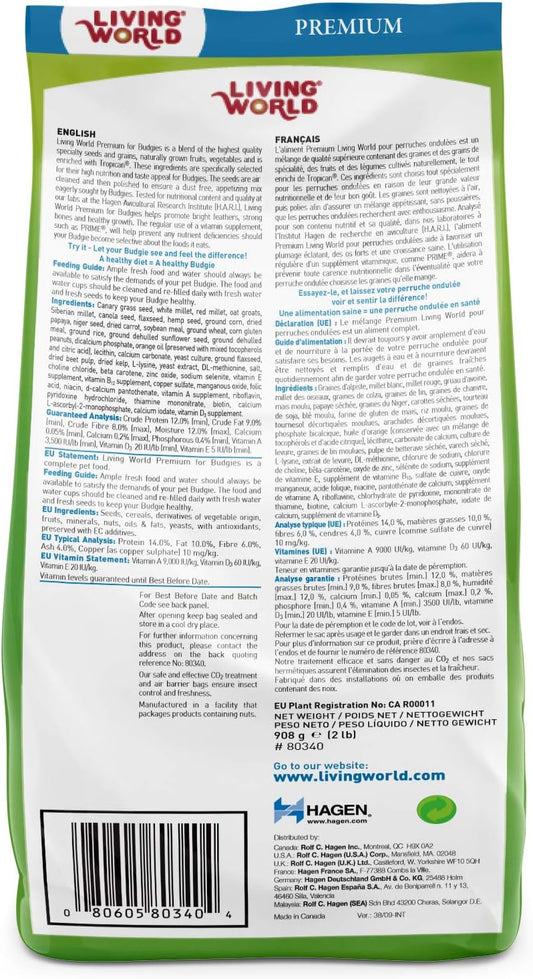 Living World Premium Mix For Budgies, 908 g (2 lb)