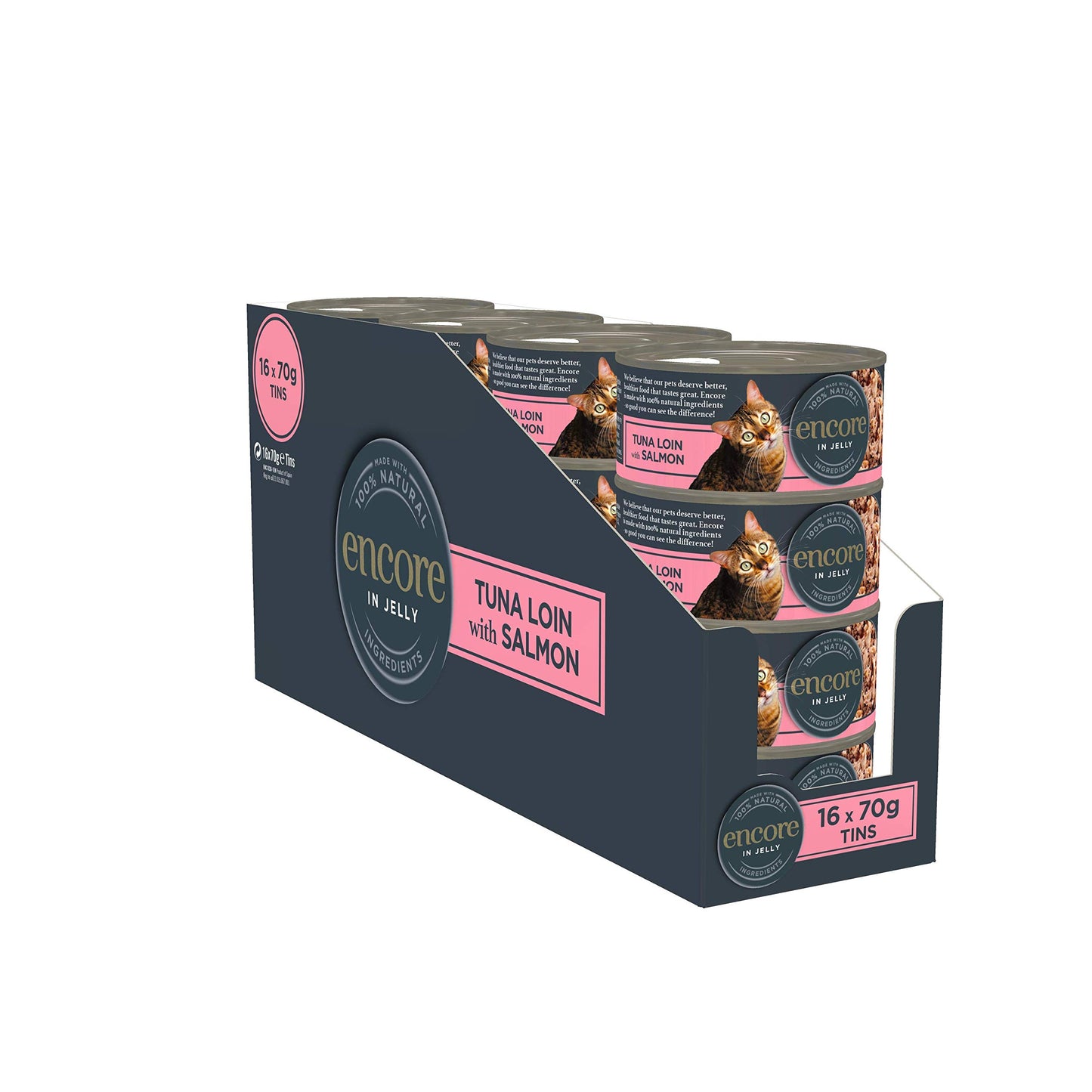 Encore 100% Natural Wet Cat Food Pouch, Tuna Fillet with Whitebait/Anchovy in Broth 70g Pouch (16 x 70g Pouches) (Packaging May Vary)